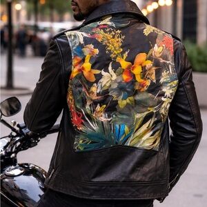 Reclaimed Vintage Black Floral Leather Jacket